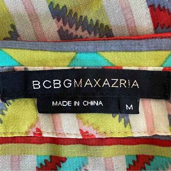 BCBGMAXAZRIA Aztec Tribal Sheer Sleeveless Collared Button-Up Tunic Top Sz M - Picture 5 of 8